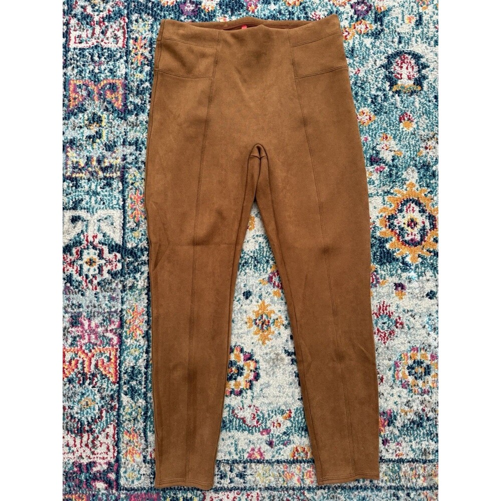 Spanx High Waist Faux Suede Leggings‎ in Rich Brown Caramel Size Large Petite